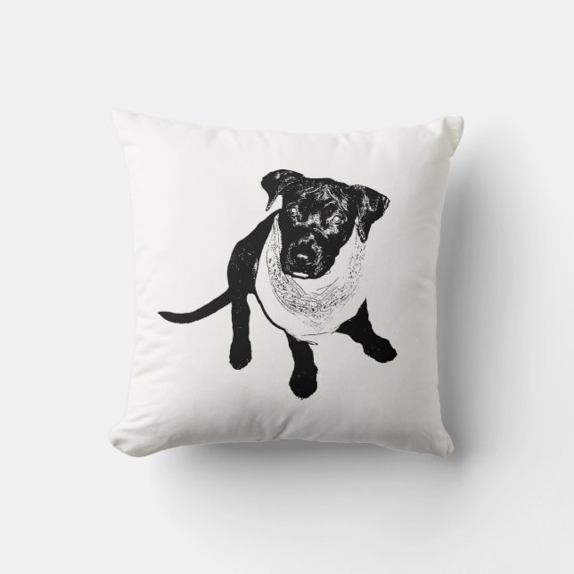 Black and White Black Lab Puppy image Throw Pillow (Front)