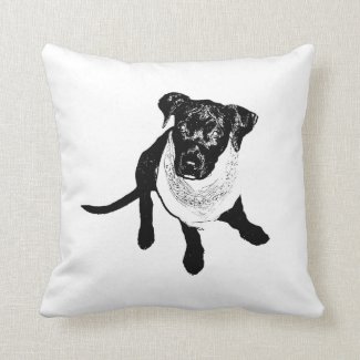 Black and White Black Lab Puppy image Throw Pillow