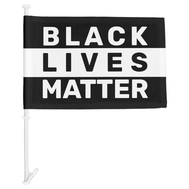 Black and White Black Lives Matter Car Flag (Front)