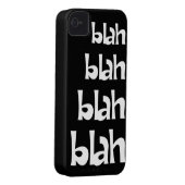 Black and White Blah Blah Blah iPhone 4s Case (Back/Right)