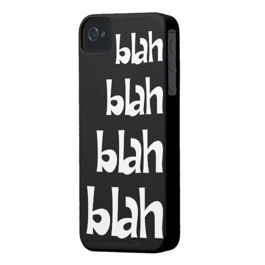 Black and White Blah Blah Blah iPhone 4s Case (Back Left)