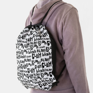 Black and White • Blah Blah Blah • Pattern • Drawstring Bag