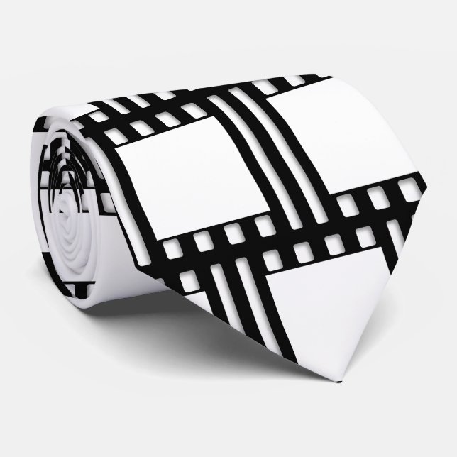 Black and White Blank Cinema Movie Frame Template Neck Tie (Rolled)