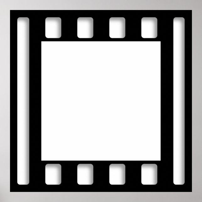 Black and White Blank Cinema Movie Frame Template Poster (Front)