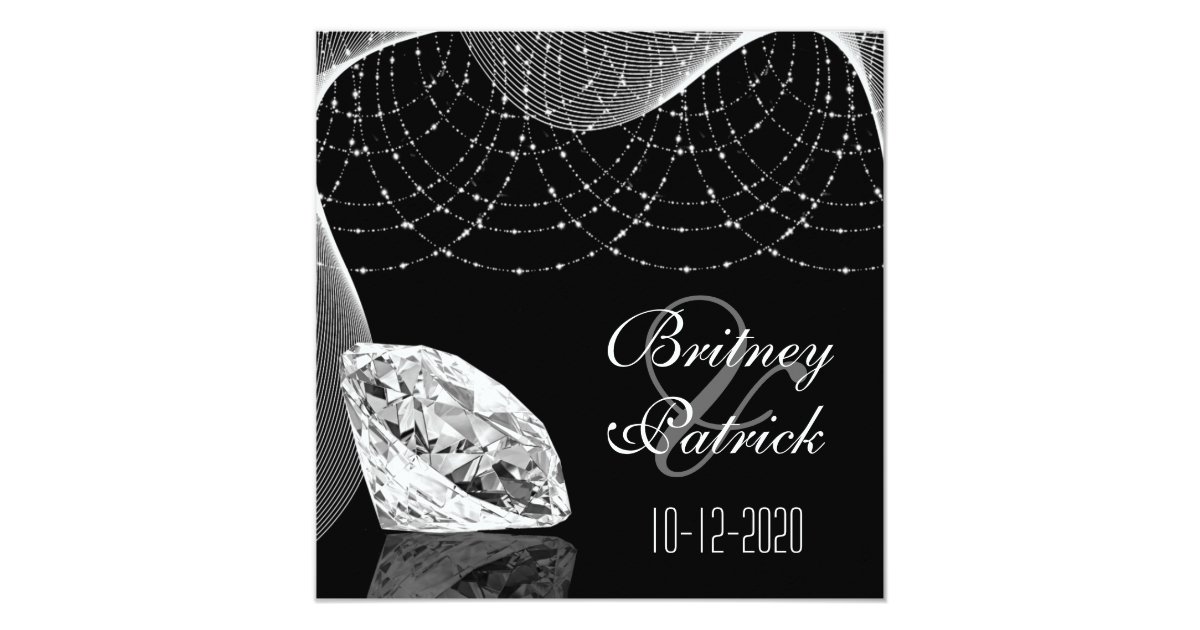 black and white bling diamond wedding invitations zazzle com baby reveal invitations