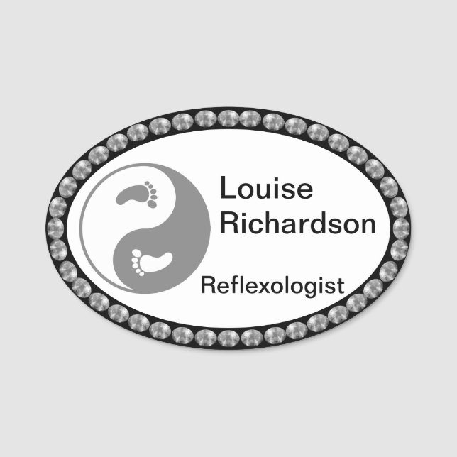 Black and White Bling NAME TAG (Front)