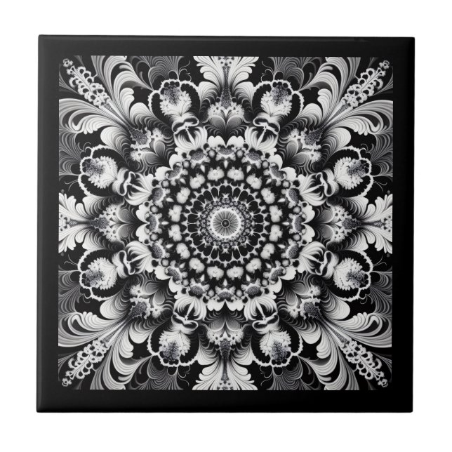 Black and White Bliss Ceramic Tile (Front)