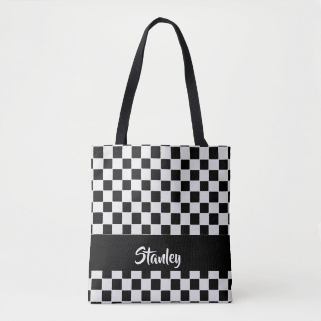Black and white blocks tote bag (Front)