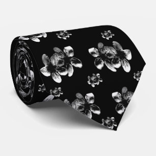 Black And White Blossom Pattern, Neck Tie