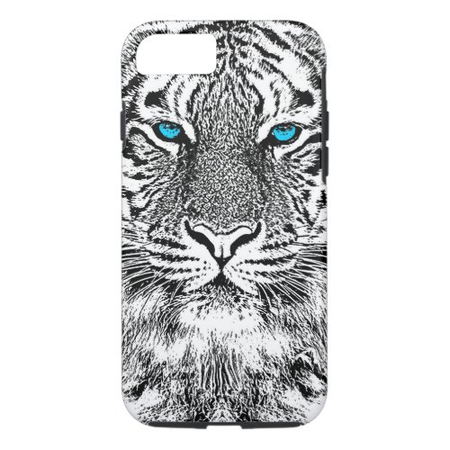 Black And White Blue Eyes Tiger design iPhone 87 Case