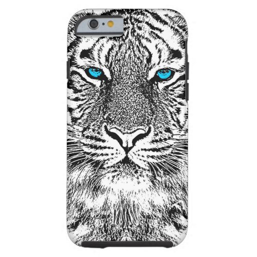 Black And White Blue Eyes Tiger design Tough iPhone 6 Case