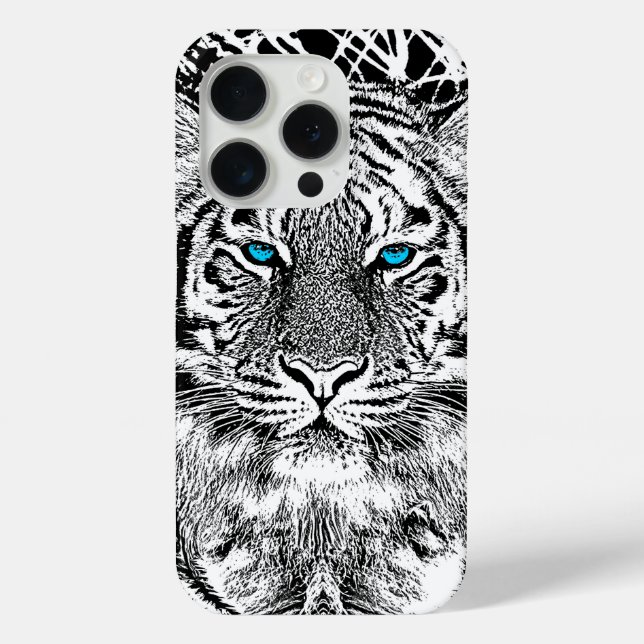 Black And White Blue Eyes Tiger design Case-Mate iPhone Case (Back)