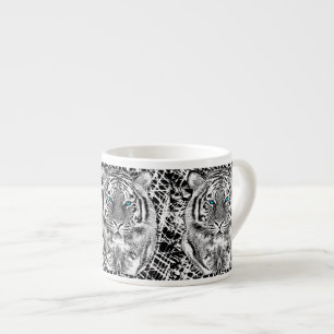 Black And White Blue Eyes Tiger design Espresso Cup