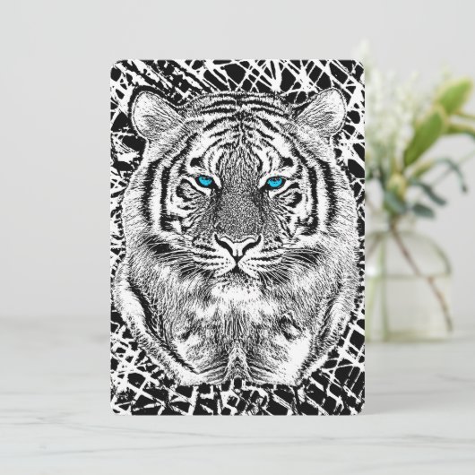 Black And White Blue Eyes Tiger Graphic (Standing Front)