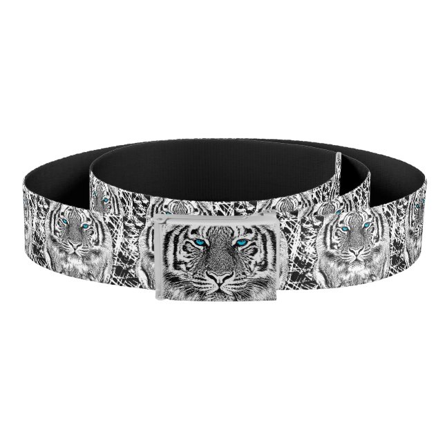 Black And White Blue Eyes Tiger Graphic Belt (Coil)