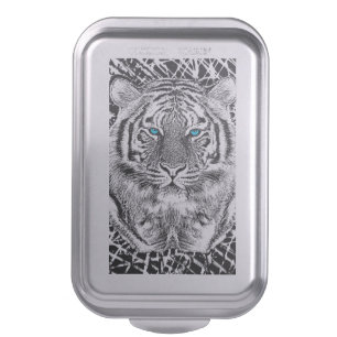 Black And White Blue Eyes Tiger Graphic Cake Pan