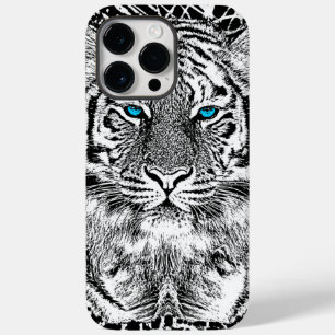 Black And White Blue Eyes Tiger Graphic Case-Mate iPhone 14 Pro Max Case