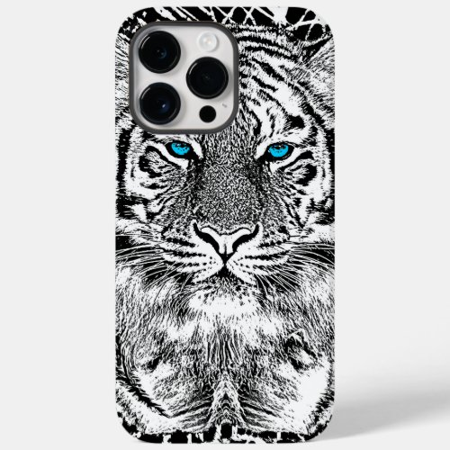 Black And White Blue Eyes Tiger Graphic Case_Mate iPhone 14 Pro Max Case