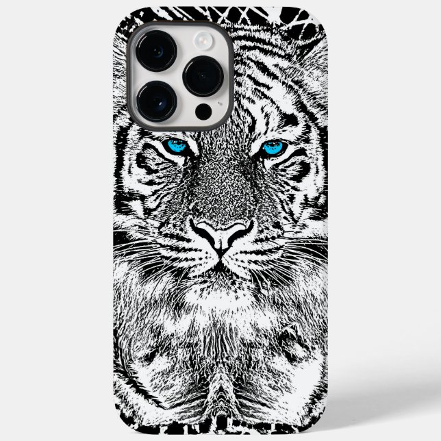 Black And White Blue Eyes Tiger Graphic Case-Mate iPhone Case (Back)