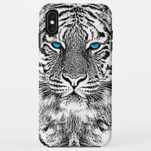 Black And White Blue Eyes Tiger Graphic iPhone XS Max Case