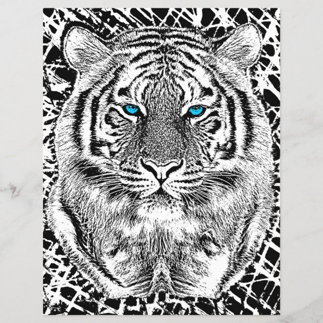 Black And White Blue Eyes Tiger Graphic Flyer (Front)