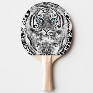 Black And White Blue Eyes Tiger Graphic Ping-Pong Paddle