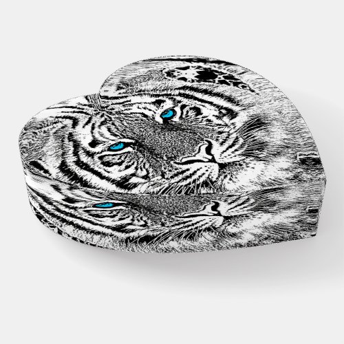 Black And White Blue Eyes Tiger stripes Paperweight
