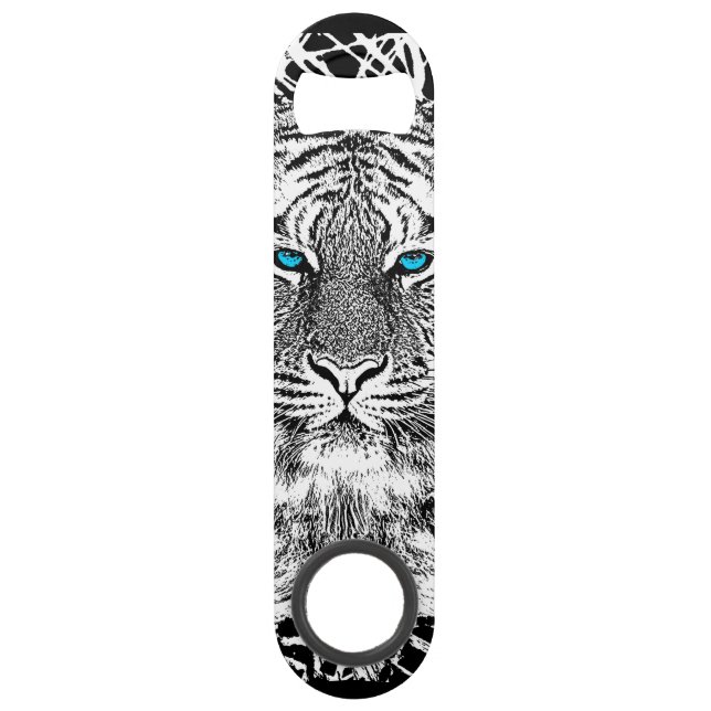 Black And White Blue Eyes Tiger stripes Speed Bottle Opener (Back)