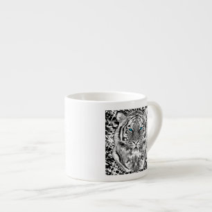 Black And White Blue Eyes wild Tiger face Espresso Cup