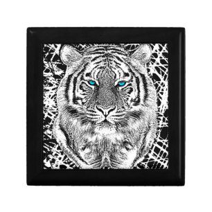 Black And White Blue Eyes wild Tiger face Gift Box