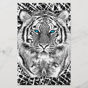 Black And White Blue Eyes wild Tiger face Stationery
