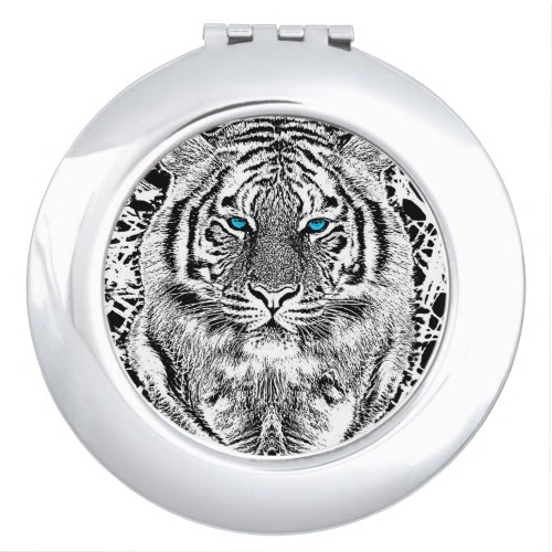 Black And White Blue Eyes wild Tiger face Vanity Mirror