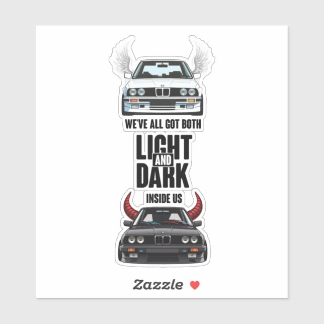 Black and white BMW E30 Sticker (Sheet)