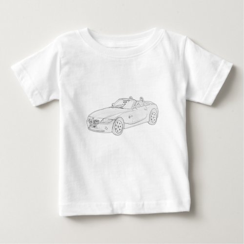Black and White BMW_Z4 Pencil Style Drawing Baby T_Shirt