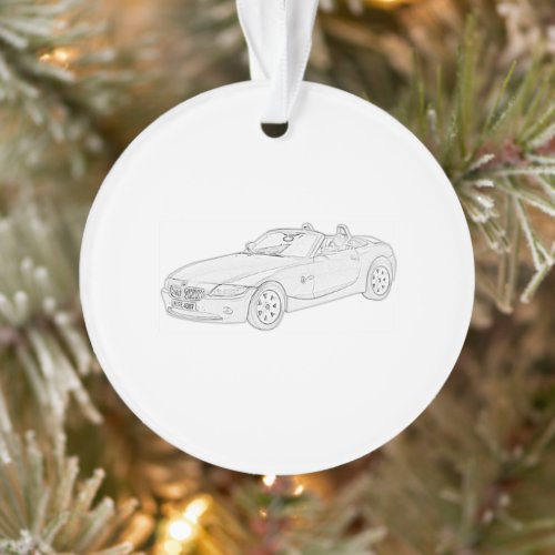 Black and White BMW Z4 Pencil Style Drawing Ornament