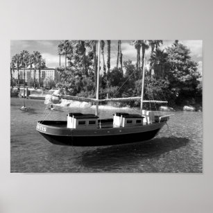 Black And White Boat Photograph Poster