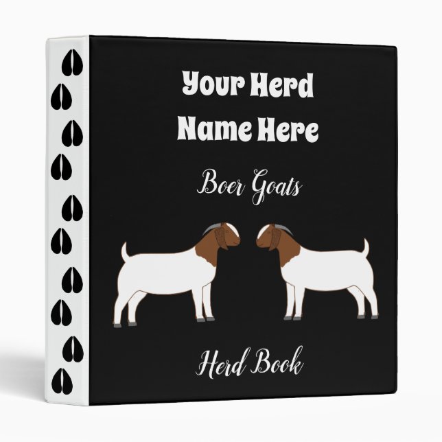 Black and White Boer Goat Herd Book 3 Ring Binder (Front/Spine)