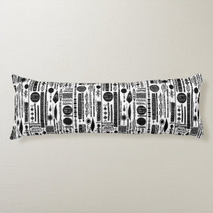Black and White Boho Abstract Body Pillow