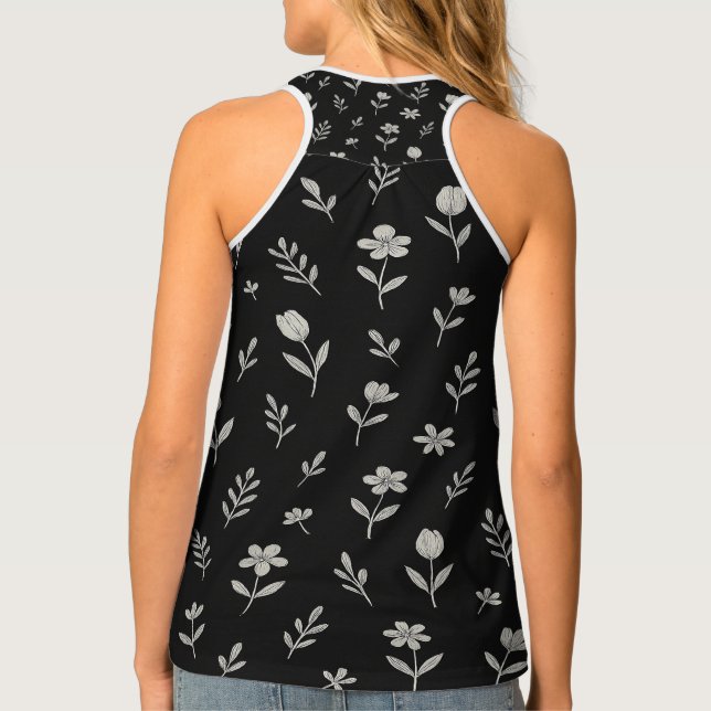 Black and White Boho Design Tank Top (Back)