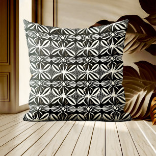 Black and White Boho Elegant Curves Throw Pillow