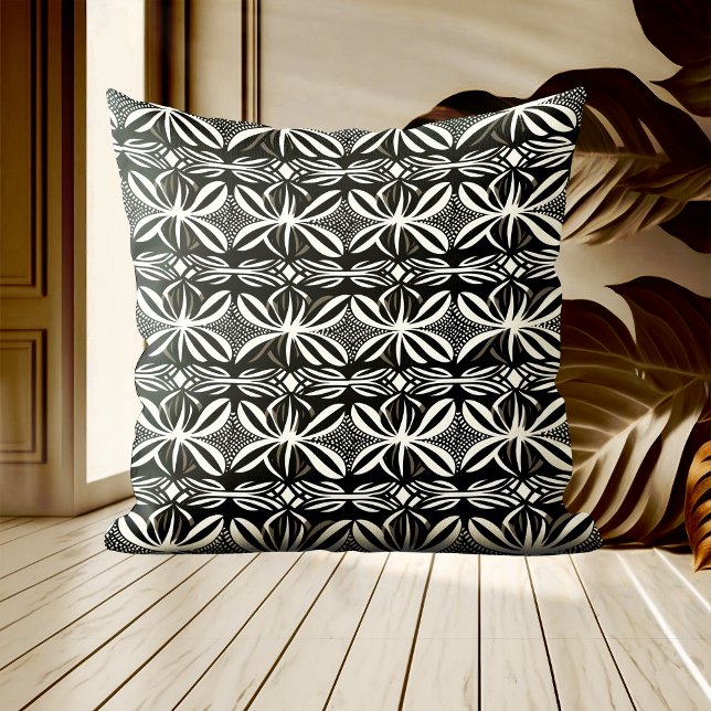 Black and White Boho Elegant Curves Throw Pillow (Creator Uploaded)