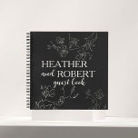 Black and White Boho Floral Wedding Guest Book<br><div class="desc">Looking for a unique and modern way to show off your wedding details? Look no further than our navy blue floral botanical enclosure card! This card is perfect for a minimalistic or modern wedding, and can be used as an insert for invitations, registry cards, or even baby shower invitations. With...</div>