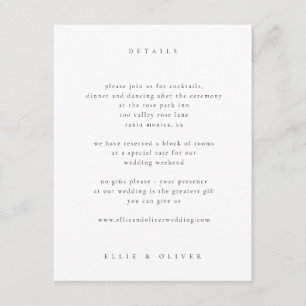 Black and White Boho Photo Wedding Modern Enclosure Card
