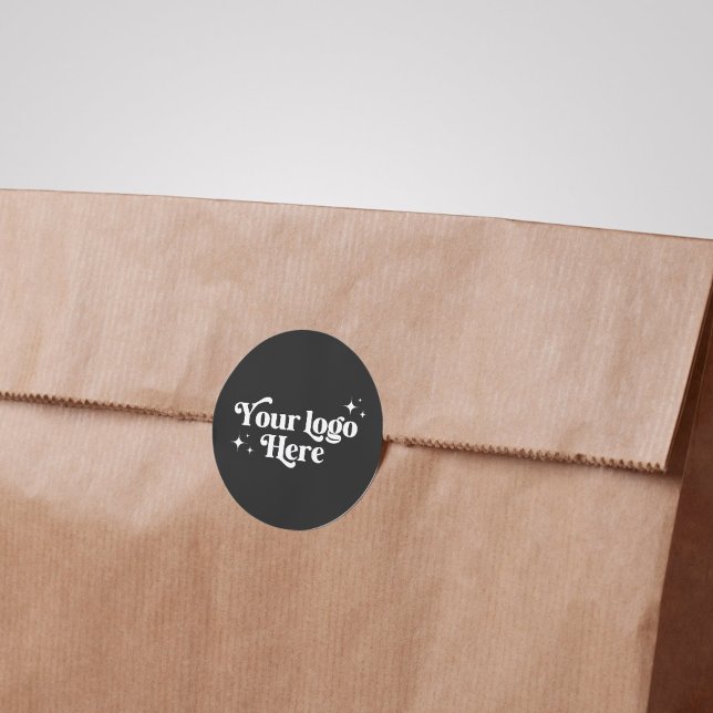 Black and White Boho Small Business Logo Classic Round Sticker (Creator Uploaded)