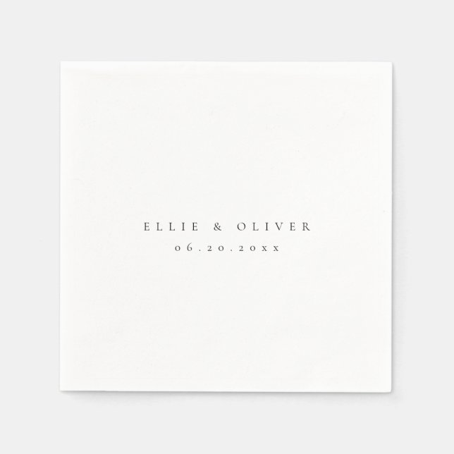 Black and White Boho Wedding Modern Cocktail Napkins (Front)