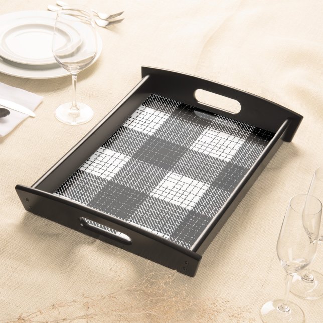 Black and White Bold Checkered Plaid Design  Serving Tray (Creator Uploaded)