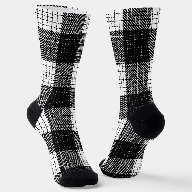 Black and White Bold Checkered Plaid Design  Socks (Creator Uploaded)