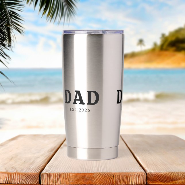 Black And White Bold Dad Established Insulated Tumbler (Beach (Rotated))