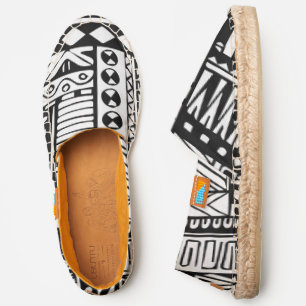 Black And White Bold Geometric Pattern Espadrilles