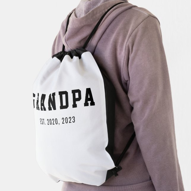 Black And White Bold Grandpa Established Drawstring Bag (Insitu)